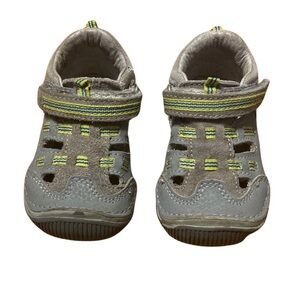 Stride Rite Boy Size 4.5W Reggie SRT Sensory Response Technology Grey Lime Shoes